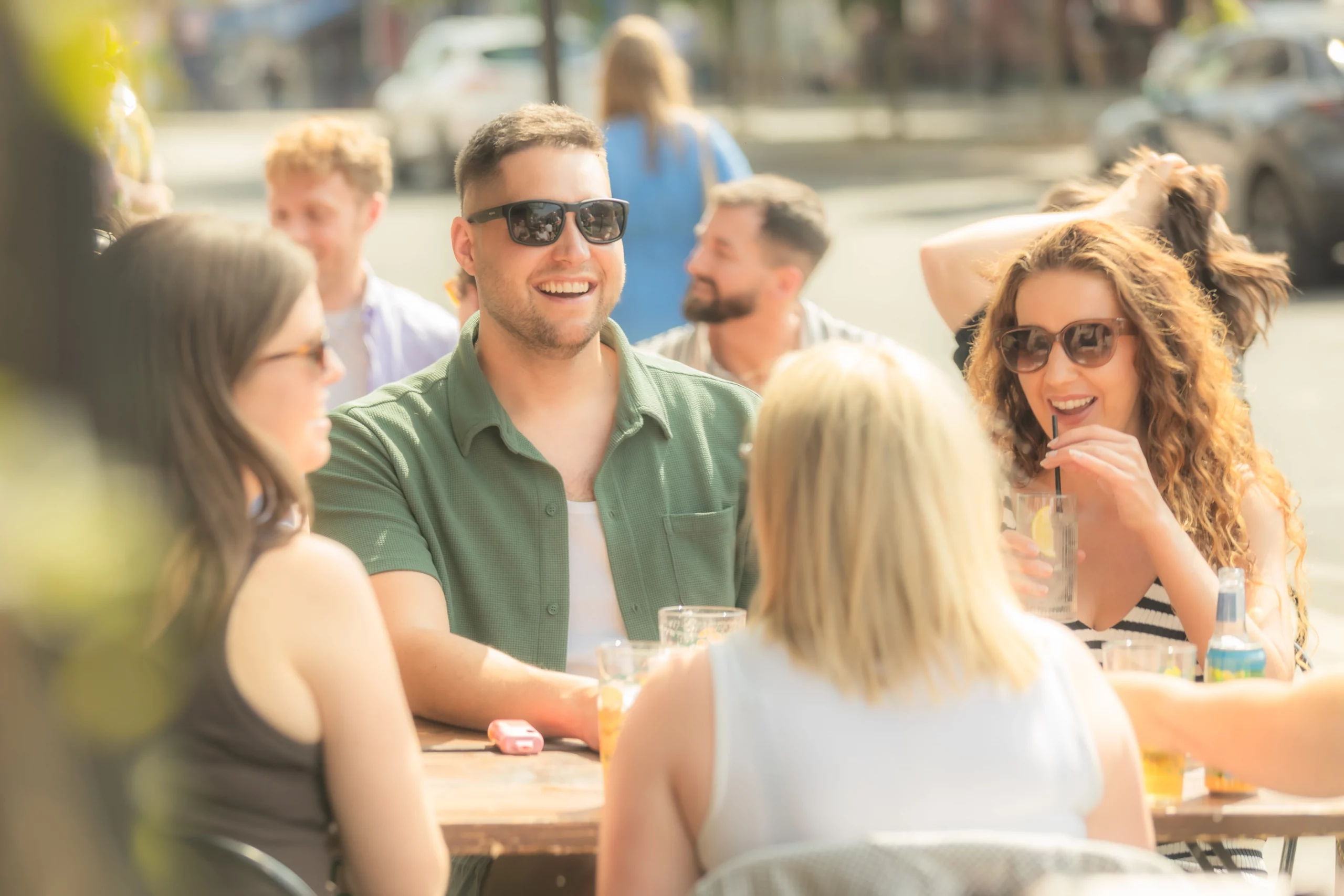 a group of friends drinking at a pub